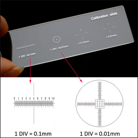 926 0.01mm Microscope Slides Reticle Calibrating Slide Ruler Cross Microscope Calibration Ruler Stage Micrometer ► Photo 1/6