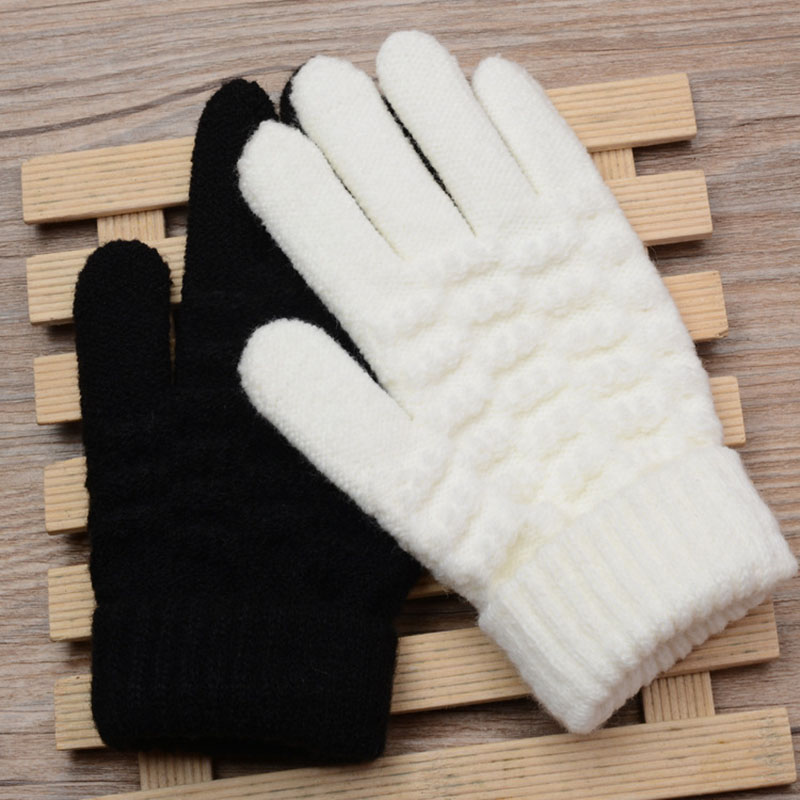Children Screen Winter Gloves For Baby Girls Warm Wool Full Finger Knitted Glove