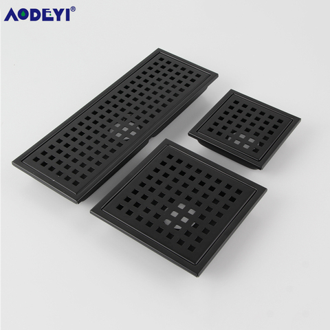 AODEYI Black SUS 304 Stainless Steel Shower Drain Bathroom Floor Drain Tile Insert Square Anti-odor Floor Waste Grates 110-300MM ► Photo 1/6