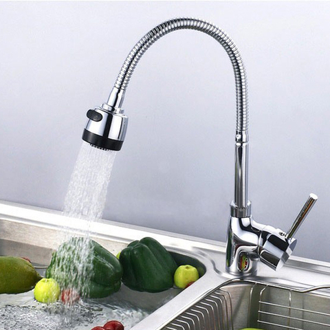 Copper Plumbing Hose Kitchen Faucets Sink Set 360° Rotatable Cold Mixer Tap ► Photo 1/6