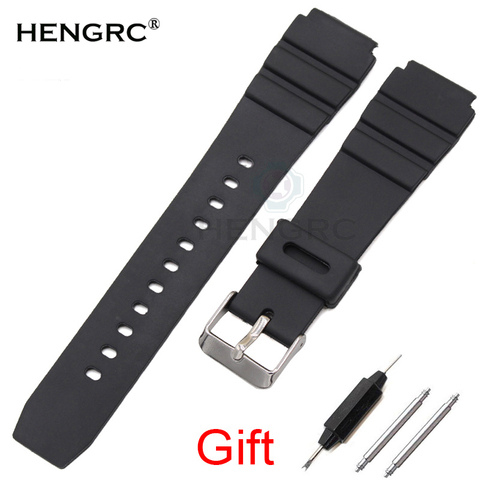 Rubber Watch Band Strap Sport Diving 18 20 22mm Men Silicone Bracelet With Silver Stainless Steel Metal Needle Buckle For Casio ► Photo 1/6