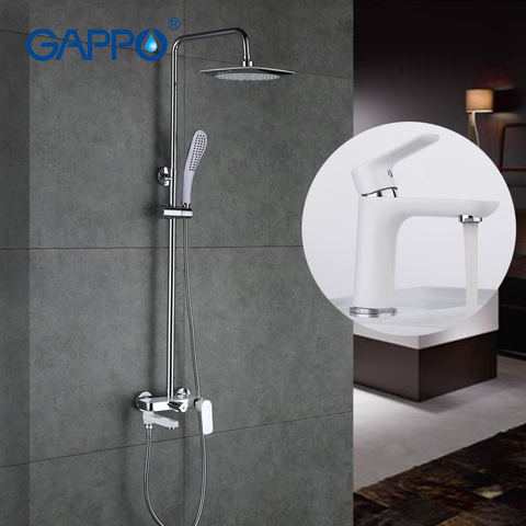 GAPPO Chrome Shower Tap Wall Bracket Hand Sprayer Bathroom Shower Set Match White Painted Mirror Basin Faucet G2448 + G1048 ► Photo 1/6