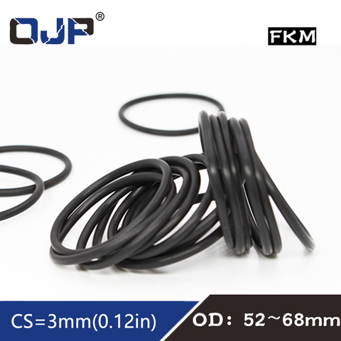 1PC Black FKM Rubber O-rings Seals OD52/54/55/56/58/60/62/65/68*3mm O Ring Seal Gaskets Oil resistance Ring Fuel Sealing Washer ► Photo 1/6