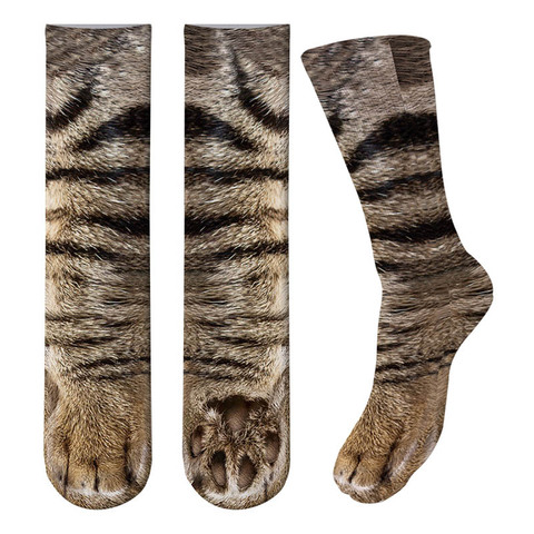 HOT SALE High Quality 3D Print Adult Animal Paw Sock Unisex Crew Cat Long Stock Elastic Breathable Sock Dog Horse Zebra Pig Paw ► Photo 1/6