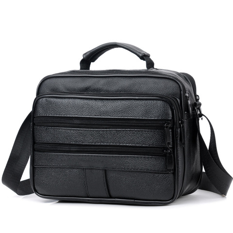 New Men Leather Handbag Zipper men Business bag Black Male Bag Shoulder bags Messenger bags men's briefcases bag Crossbody bag ► Photo 1/6