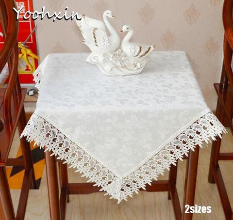 Modern Lace satin Embroidered table cover cloth towel Christmas wedding tea coffee white party hotel tablecloth placemat decor ► Photo 1/4