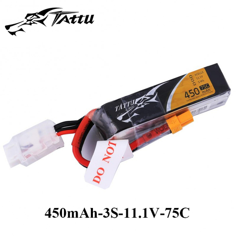 Ace Tattu Lipo Battery 7.4v 7.6v 450mAh 1s 2s 3s 4s 75C 95C with XT30 Plug Long size RC Batteries for 120 Size FPV Drone Frame ► Photo 1/4