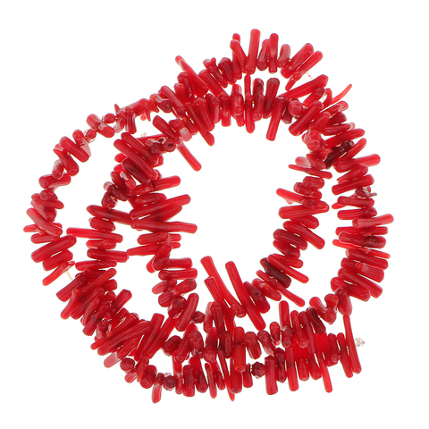 Phenovo 9-12mm Chips Branch Deep Red Sea Bamboo Coral Loose Beads for DIY necklace bracelets 16' -Red coral branch ► Photo 1/6