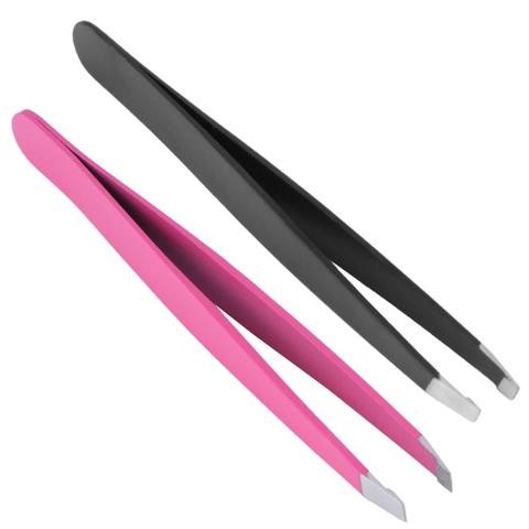 Stainless Steel Eyebrow Tweezer Set 9.6cm Slant Tip Point Tip Flat Tip Rose Red Black Tweezers For Hair Removal Face Beauty ► Photo 1/1