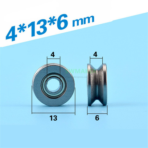 SWMAKER 4*13*6mm V groove all metal pulley, V604ZZ miniature bearing, over line lifting wheel, rolling wheel, right angle slot ► Photo 1/2
