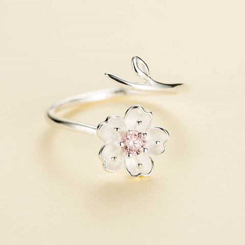 XIYANIKE 925 Sterling Silver Ring Female Cherry Blossoms Rings For Women 2017 Simple And Fresh Personality Wedding Rings VRS2280 ► Photo 1/6