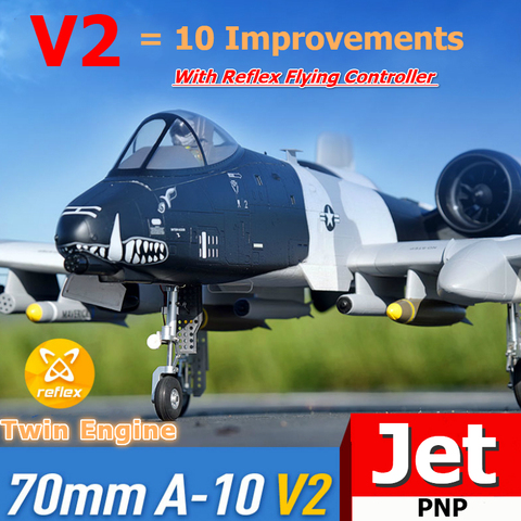 FMS RC Airplane 70mm A-10 A10 Warthog V2 Ducted Fan EDF Jet Twin Engine with Gyro Retracts 6S PNP Model Hobby Plane Aircraft EPO ► Photo 1/6