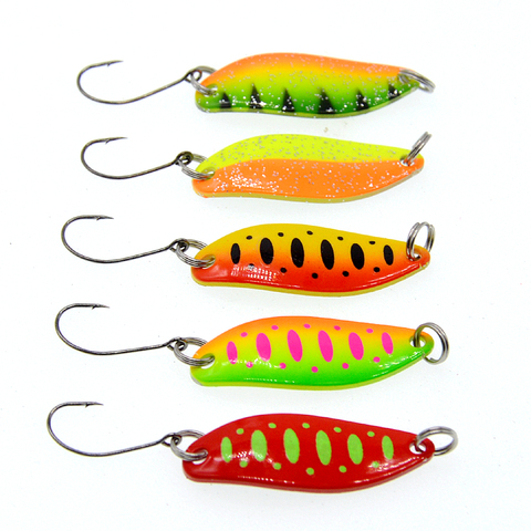 5Pcs Spoon  3.5g Single Hook Multicolor Metal Spoon stream Fishing Lures Trout ► Photo 1/6