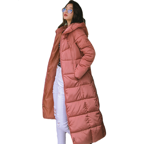 2022 Winter Women Jacket X-long Hooded Cotton Padded Female Coat High Quality Warm Outwear Womens Parka Manteau Femme Hiver ► Photo 1/6
