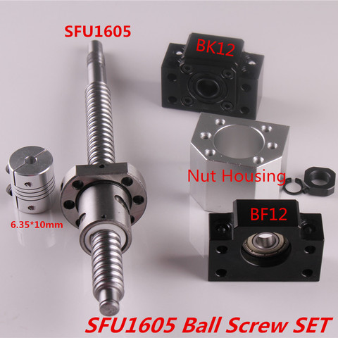 SFU1605 Set SFU1605 Rolled Ball Screw C7 End Machined + Ballnut + Nut Housing BK/BF12 End Support + Coupler RM1605 Ballscrew ► Photo 1/6