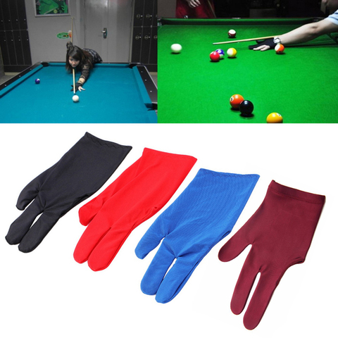 1Pcs Spandex Snooker Billiard Cue Glove Pool Left Hand Open Three Finger Accessory for Unisex Women and Men 4 Colors ► Photo 1/6