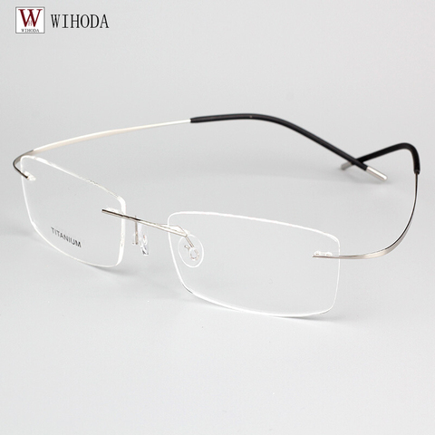 Ultralight B Pure Titanium Rimless Glasses Frame Men Prescription Eyeglasses Myopia Optical Frames Vintage Square Eyewear F100 ► Photo 1/1