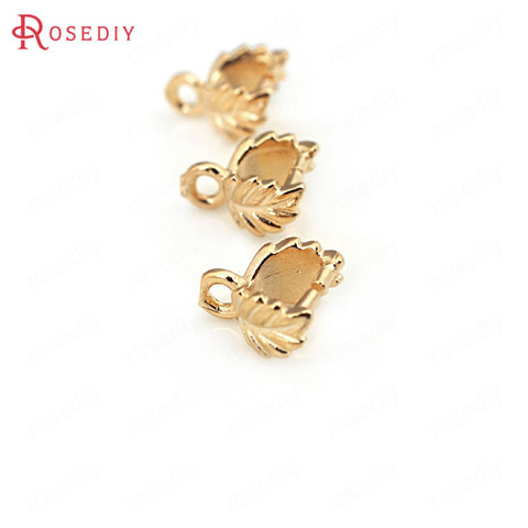 10PCS 7.5x6MM 24K Champagne Gold Color Plated Brass Charm Pendants Connector High Quality Diy Jewelry Findings Accessories ► Photo 1/6