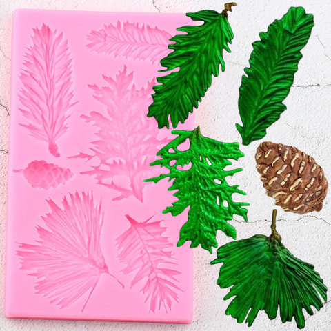Pine Branch Silicone Molds DIY Nut Pine Cone Christmas Cake Decorating Fondant Mold Cake Baking Candy Chocolate Gumpaste Moulds ► Photo 1/6