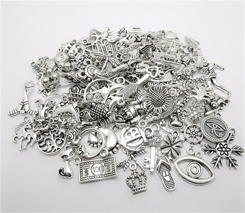 Wholesale Mix 120pcs Vintage Charm European pendant fit for Bracelets Necklace DIY Metal Jewelry Making ► Photo 1/2