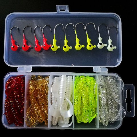 50pcs Soft Lures 10pcs Lead Hooks Set Box Classic Flexible Swimbaits Artificial Bait Silicone Lure Fishing Tackle Fishing Lures ► Photo 1/6