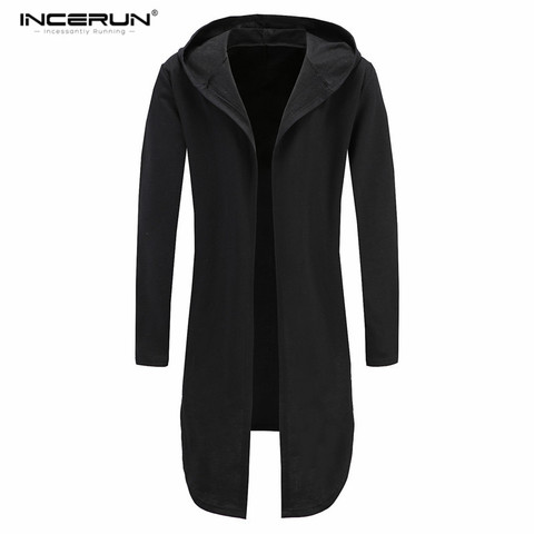 Men Sweatshirt Black Gown Hip Hop Mantle Hoodies Brand Fashion Streetwear Long Open Front Cloak Man's Coat Jacket Plus Size 3XL ► Photo 1/6