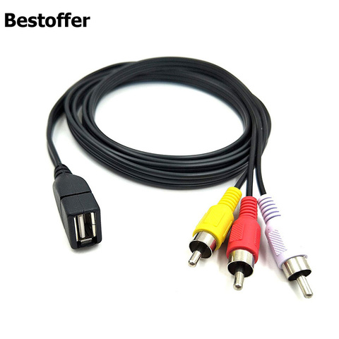 5 feet/1.5m USB 2.0 Female to 3 RCA Male Video A/V Camcorder Adapter Cable for TV/Mac/PC ► Photo 1/6