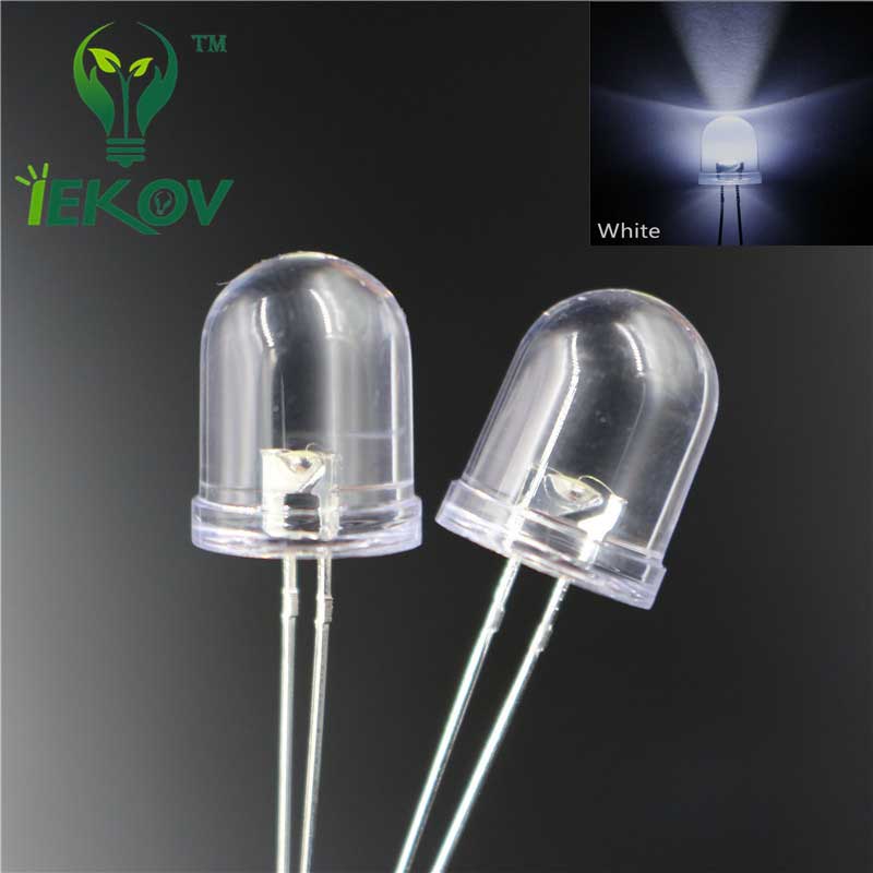 3V 10mm Round Top Ultra Bright LED Green Clear Diode Light Emitter Transparent 