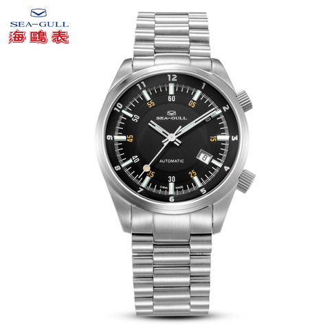 Seagull Date Dual Time Zone GMT Luminous Hands ST2130 Movement Automatic Men's Watch 816.582 Black Dial ► Photo 1/1