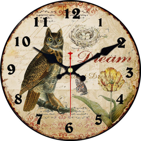 Shabby Chic,Owl Wall Clocks,Vintage Wall Clock,Bird Wall Watches Home Decor,Silent Wall Clock ► Photo 1/6