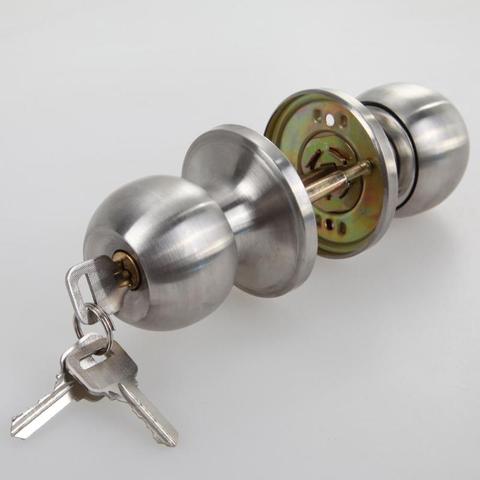 Hot Sale High Quality Stainless Steel Round Door Knobs Knob Handle Internal Round Door Knobs Entrance Passage Lock With Key ► Photo 1/6