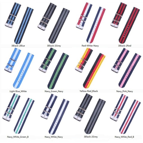 Buy 2 get 10% off) 18mm 20 mm 22mm 24mm Cambo Stripe fabric Nylon watchband Watch Strap Bands Buckle nato Stainless steel buckle ► Photo 1/6