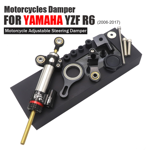 CNC Aluminum Adjustable Motorcycles Steering Stabilize Damper Bracket Mount Kit For YAMAHA YZF R6 2006-2017/ R1 2009-2012 Silver ► Photo 1/6