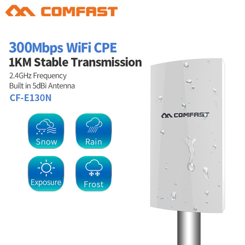 1KM WIFI Range Wireless Outdoor CPE Router WIFI Extender 2.4G 300Mbps WiFi Bridge Access Point AP Antenna WI-FI Repeater CF-E130 ► Photo 1/5