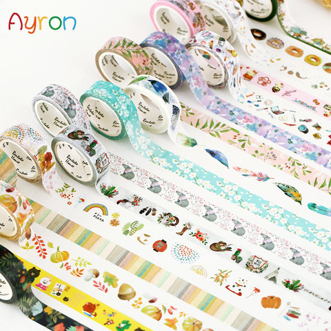 Ayron 1 pcs 15mm*7M Style creative watercolor Decorative Washi Tape DIY Scrapbooking Masking Tape For Home Decoration Supply ► Photo 1/5