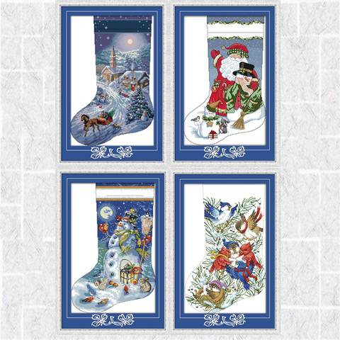 Christmas Stocking Counted DIY DMC 14CT 11CT Pattern Printed on Canvas Cross Stitch kits Needlework Embroidery Sets ► Photo 1/6