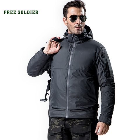 FREE SOLDIER Goose Down Jacket For Men Winter Camping Hiking Outdoor Sports Warm Coat Hooded Jacket 80% White Goose Down ► Photo 1/6