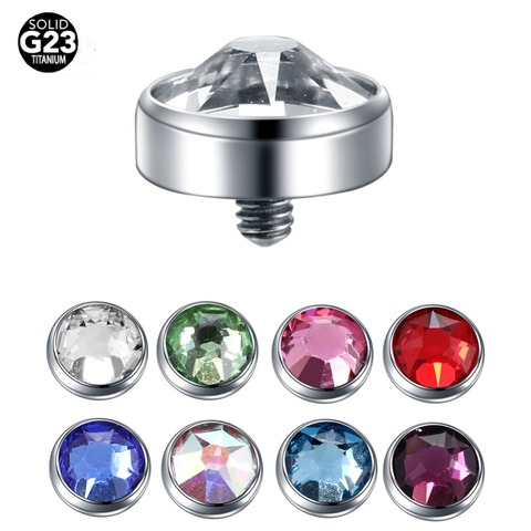 1pc G23 Titanium Piercing Micro Dermal Gem Micro Dermal Anchor Crystal Top Dermal Piercings Surface Piercing 14G Body Jewelry ► Photo 1/6