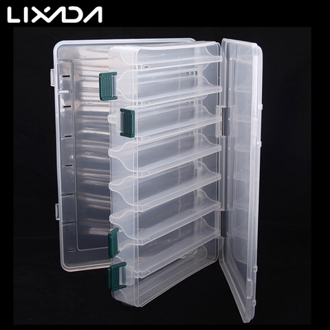 Lixada 27*18*4.7CM Fishing Box Double Sided Plastic Fishing Tackle Box 14 Compartments with Drain Hole 6 Pesca Accesorios ► Photo 1/1