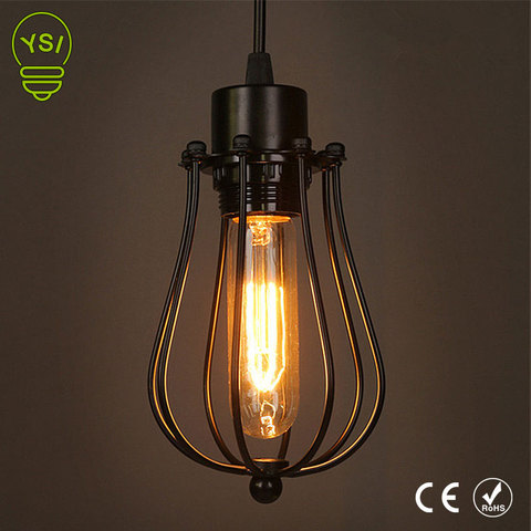 Industrial Vintage Retro Pendant Lamp Edison Light E27 Holder Iron Restaurant Bar Counter Attic Bookstore Cage Lamp Base ► Photo 1/1