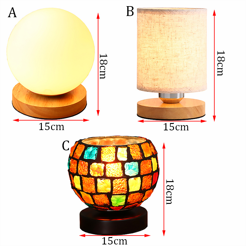 Modern Wooden Glass Ball, Small Table Lamps Bedroom