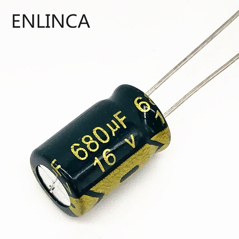 20pcs/lot P33 680UF 680uf16V Low ESR/Impedance high frequency aluminum electrolytic capacitor size 8*12 16V 680uf 20% ► Photo 1/1