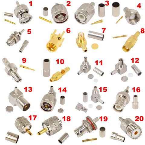 5 PCS RF Coaxial Connector Crimp BNC TNC N F TV TS9 MCX MMCX male female Connector for Cables ► Photo 1/6