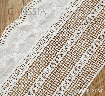 1Yard Width:26cm Vintage flower design fabric lace Net for garment Ivory color cotton lace trims Cloth scrapbooking(ss-4926) ► Photo 1/1