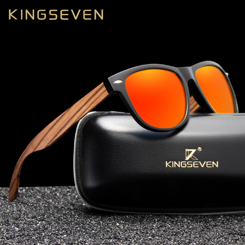 KINGSEVEN Fashion Wooden Polarized Square Sunglasses Men Women Mirror Lens UV400 Protection Driving Sun Glasses Eyewear ► Photo 1/6