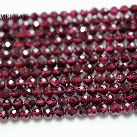Wholesale natural red garne t 3.5mm faceted round (2 strands/set) seed loose beads stone for jewelry making design diy bracelet ► Photo 1/1