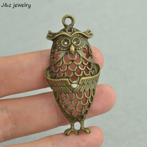 Wholesale 5pcs Antique Bronze Plated Zinc Alloy Metal owl Charms Pendants Diy Jewelry Findings Accessories 57*24mm 3291B ► Photo 1/1