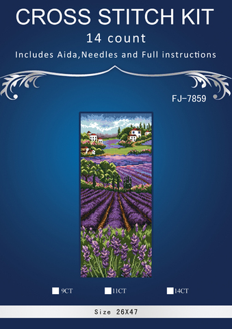 4CT 26x7 Lavender fields Counted Cross Stitch Kits 14CT Embroidery Set   Kids Room Decoration Gift Free Shipping ► Photo 1/5