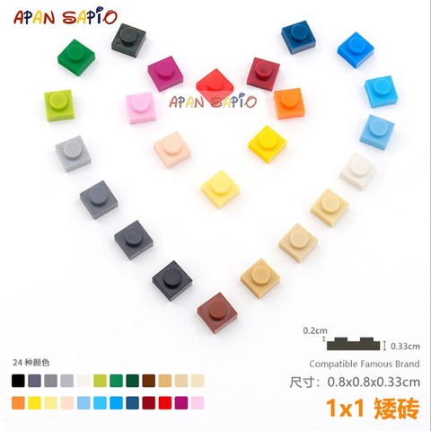 100pcs/lot DIY Blocks Building Bricks Thin 1x1 Educational Assemblage Construction Toys for Children Size Compatible With lego ► Photo 1/6