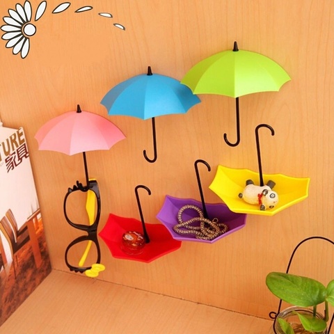 3Pcs Hooks Colorful Umbrella Wall Hook Key Hair Pin Holder Organizer Decorative ► Photo 1/6